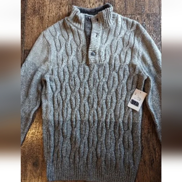 Commerce Carlton Button Mock Neck Sweater Light Gray Youth Sz 16 NWT Stitch Fix - Picture 2 of 16